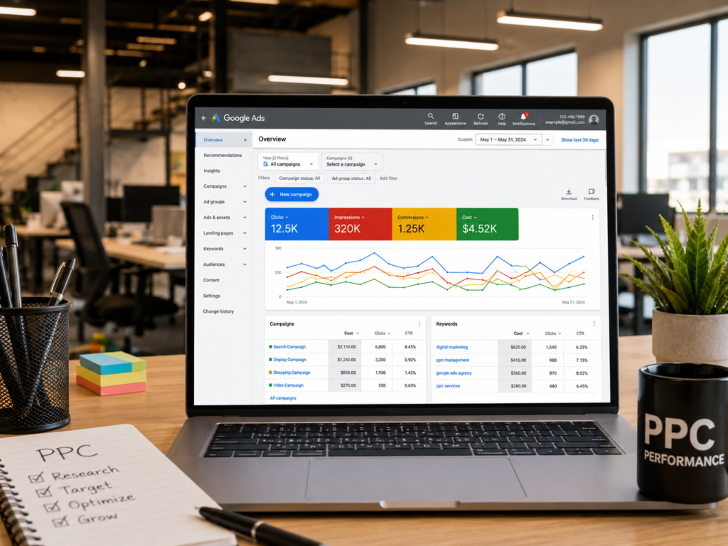 PPC campaign management in modern office